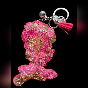 Strawberry Shortcake Rhinestone Bag Charm Keychain